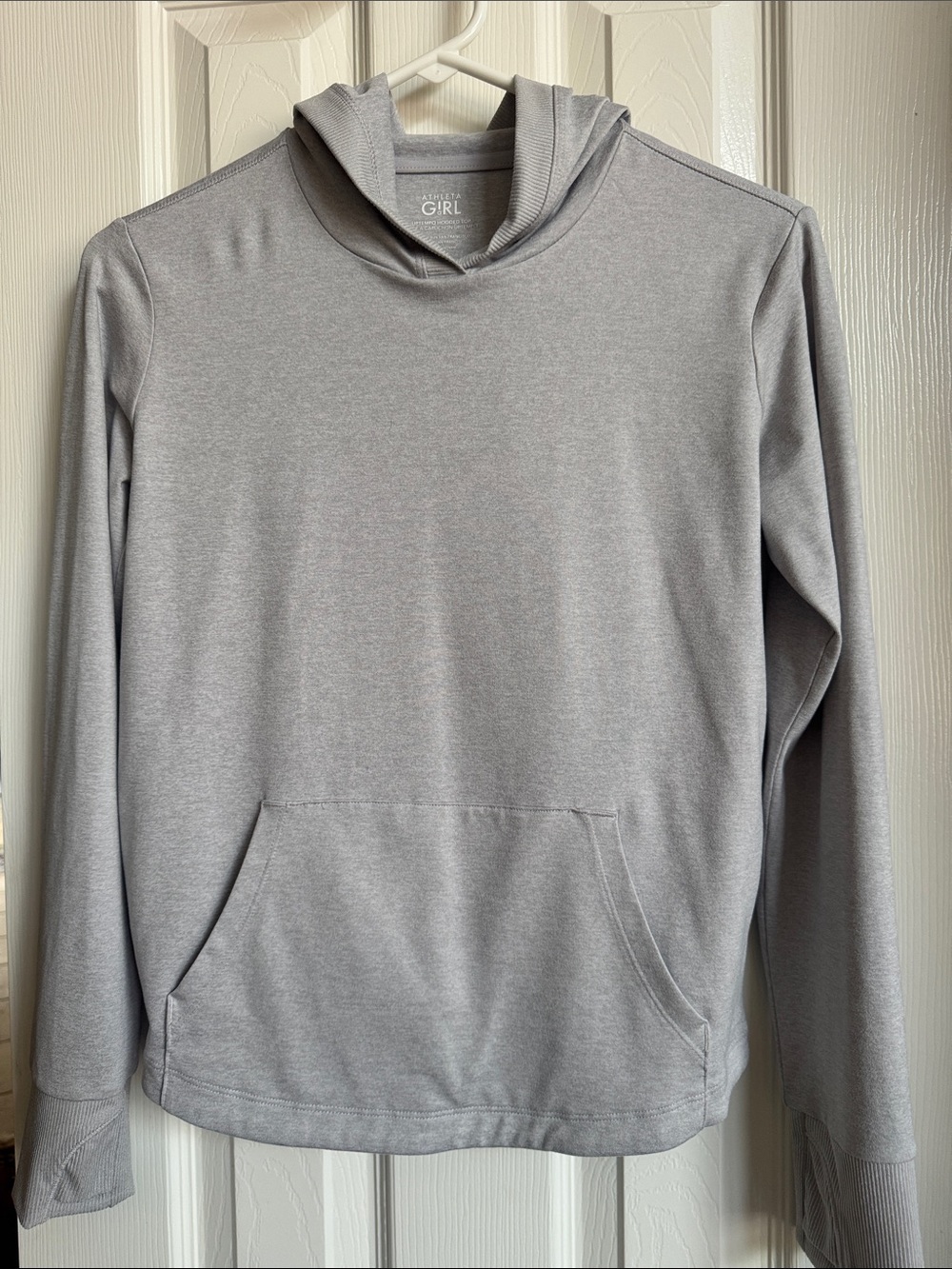 Athleta Girls Gray Uptempo Hooded Top. Long Sleeve. Size 12. Like new